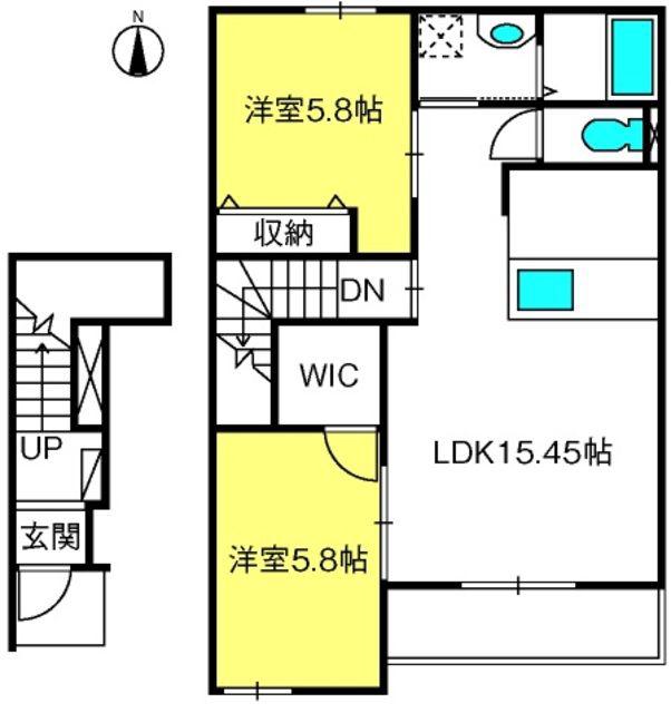 LIEN COLLINE(2LDK/2階)の間取り写真