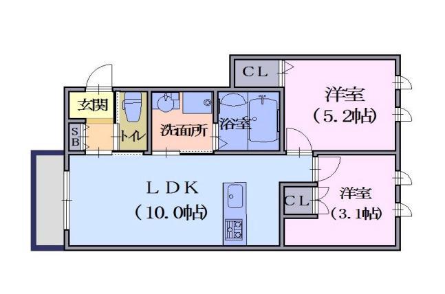 HALEMOKUI(2LDK/2階)の間取り写真