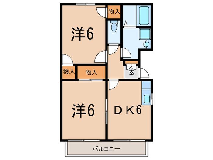 メゾン新百反(2DK/2階)の間取り写真