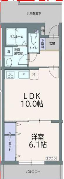 フィールドコート フォリア(1LDK/1階)の間取り写真