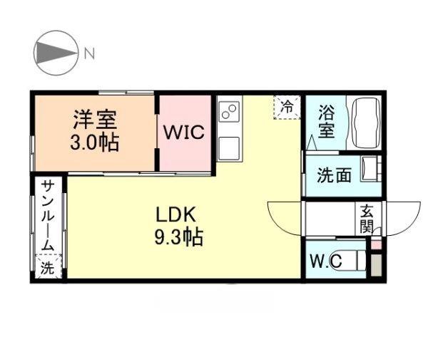 MAHALO(1LDK/1階)の間取り写真