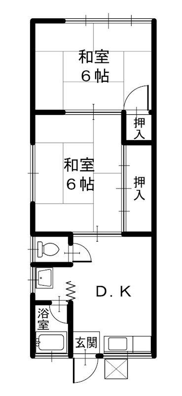 ケンズハイツ(2DK/1階)の間取り写真