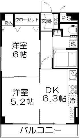 グラースビ高島平(2DK/3階)の間取り写真
