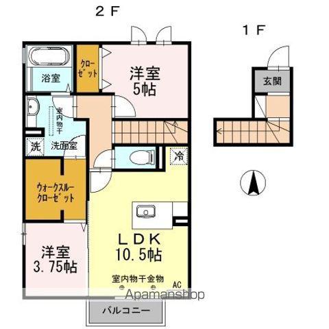 グリーン・フォレストI(2LDK/2階)の間取り写真
