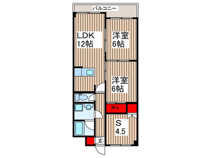 KIフラット越谷(2SLDK/3階)の間取り写真