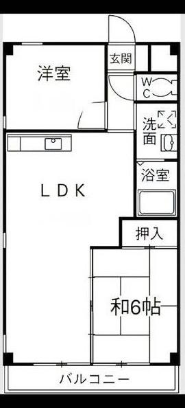フラット香流(3DK/4階)の間取り写真