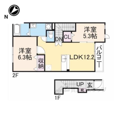 フェニックス(2LDK/2階)の間取り写真