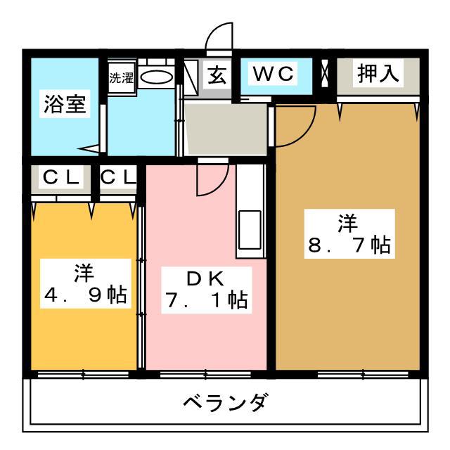 カンパネラYAOKICHI(2DK/4階)の間取り写真