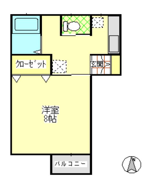 ハイツルーセントI(1K/1階)の間取り写真