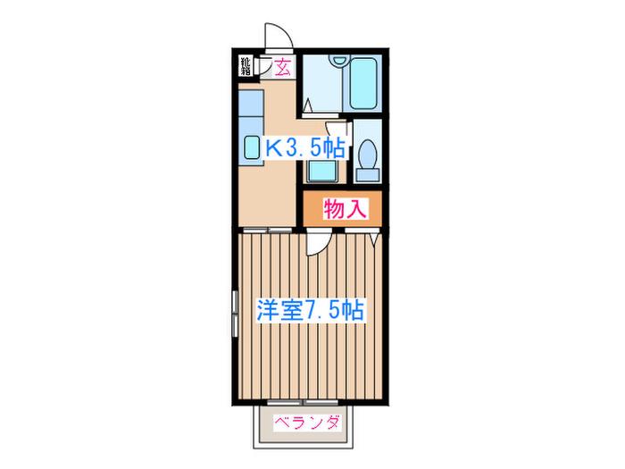 小畑ハイツ・B(1K/2階)の間取り写真