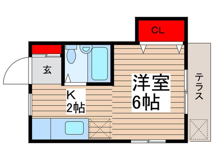 コークハイム(1K/1階)の間取り写真