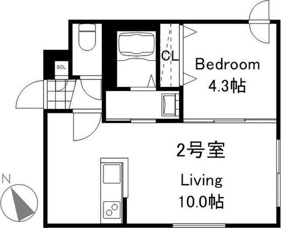 麻生町7丁目MS(1LDK/3階)の間取り写真