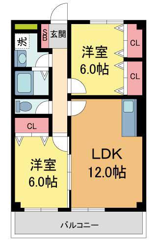アーバンステージ(2LDK/1階)の間取り写真