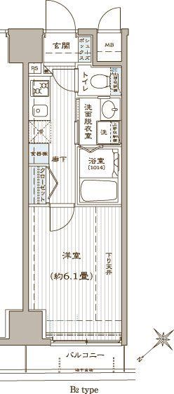ZOOM銀座2丁目SECOND(1K/9階)の間取り写真