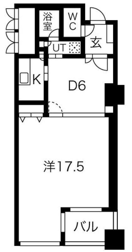 アルグラッドザ・タワー心斎橋(1DK/6階)の間取り写真