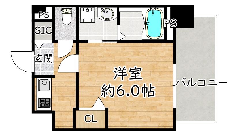 エスリードレジデンス大阪グランノースII(1K/4階)の間取り写真