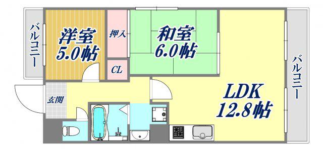 ラフォーレハタⅡ(2LDK/2階)の間取り写真