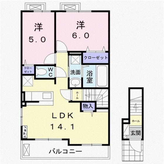 ブリーズ ヒルズ(2LDK/2階)の間取り写真