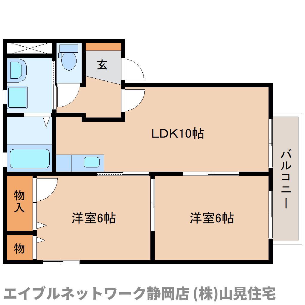 メゾンベールI(2LDK/2階)の間取り写真