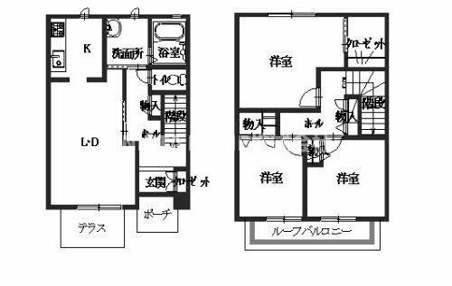 グランバリエ大槻(3LDK/1階)の間取り写真