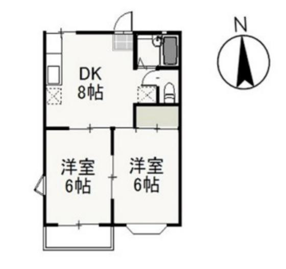 ティファニーII(2DK/2階)の間取り写真