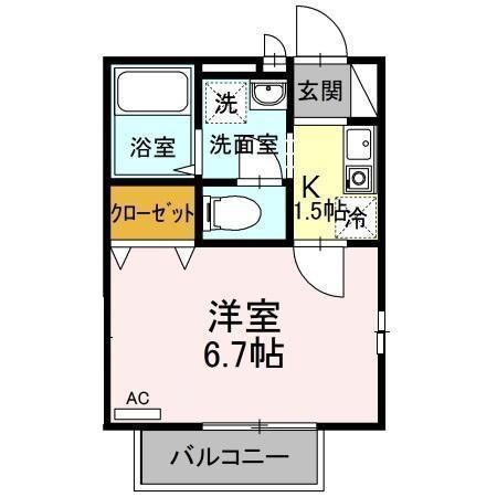 サンアベニュー狛江(1K/2階)の間取り写真