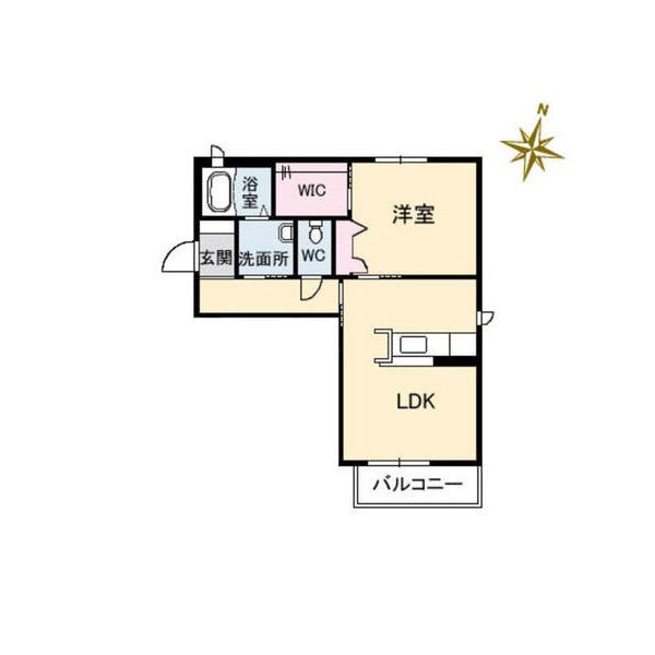 プリムヴェール A棟(1LDK/1階)の間取り写真