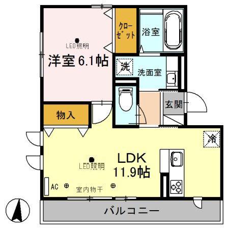 フルスハントII(1LDK/2階)の間取り写真