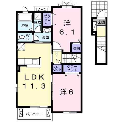 ラフレーズM II(2LDK/2階)の間取り写真