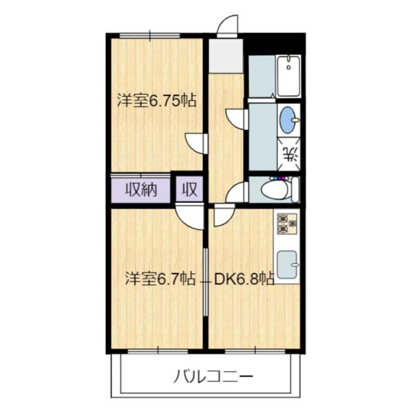 ガーデンコート壱番館(2DK/1階)の間取り写真