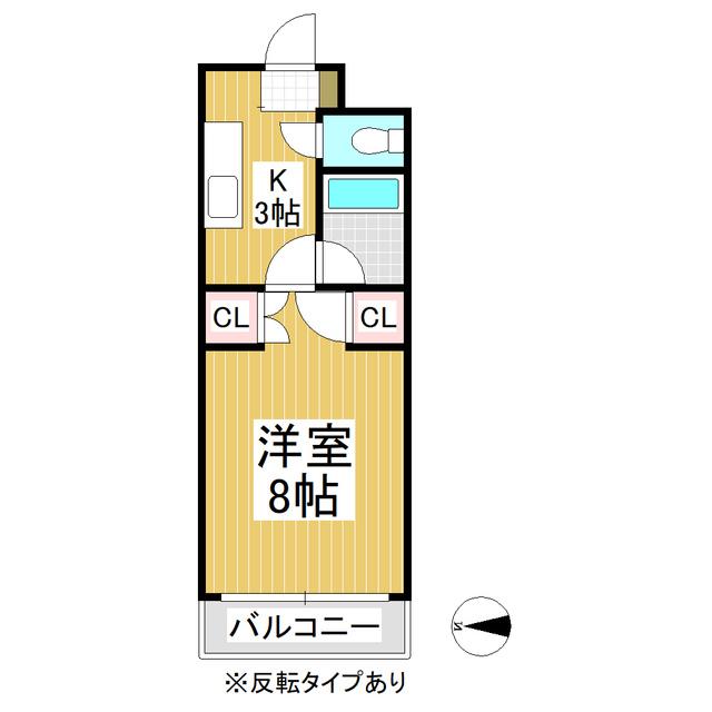 南町ニュータウン F棟(1K/2階)の間取り写真