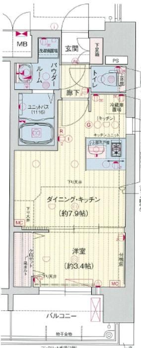 プレサンスNAGOYA本陣(1DK/2階)の間取り写真