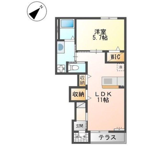 ルフォンI(1LDK/1階)の間取り写真