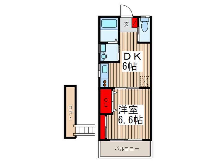 ノアール&ブラン(1DK/2階)の間取り写真