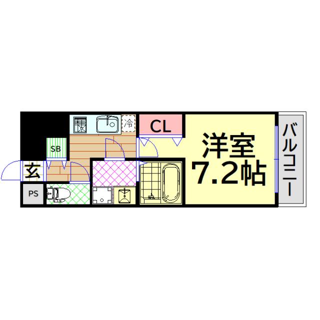 エスリード難波サウス(1K/14階)の間取り写真