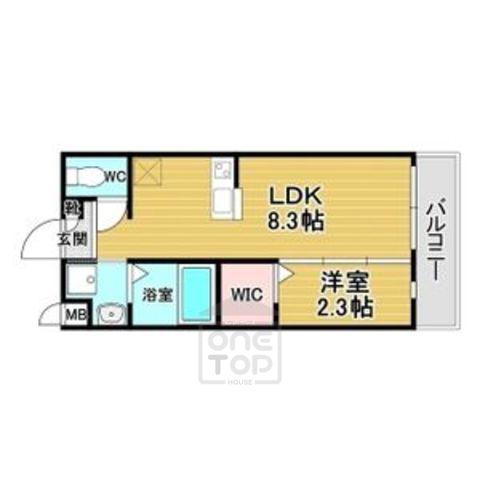 リアコート千里丘1ノース(1LDK/2階)の間取り写真