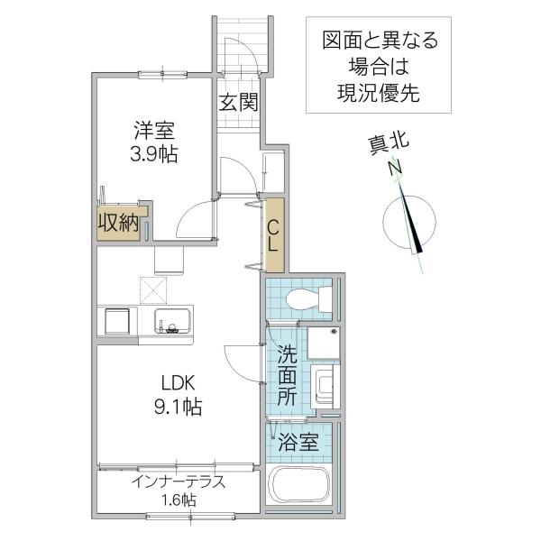 フェイジョアD(1LDK/1階)の間取り写真
