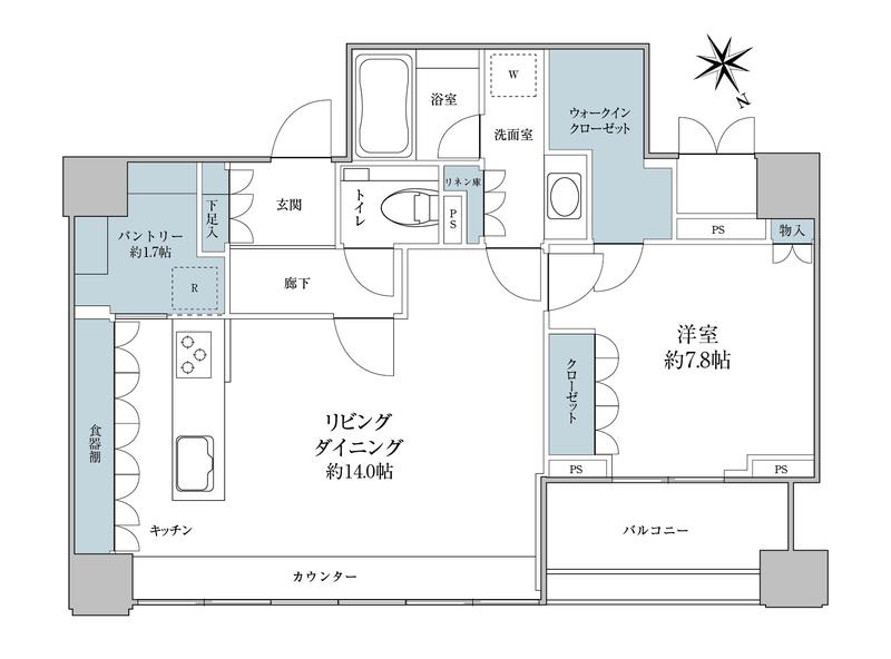 グランスイート麻布台ヒルトップタワー(1LDK/28階)の間取り写真