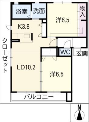 フラゴリーノ相見A棟(2LDK/1階)の間取り写真