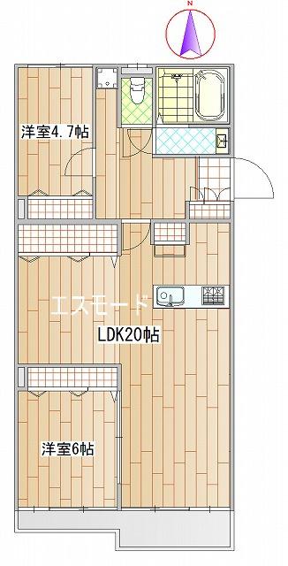 マンション雅叙苑4号棟(2LDK/11階)の間取り写真
