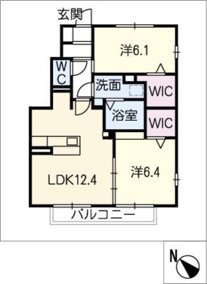 ファミーユウルーズ(2LDK/1階)の間取り写真
