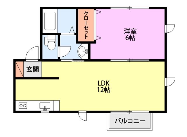 ハピネス(1LDK/1階)の間取り写真
