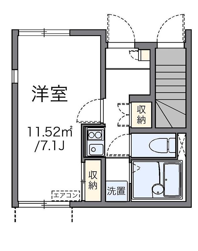 ファーストリバー(1K/1階)の間取り写真