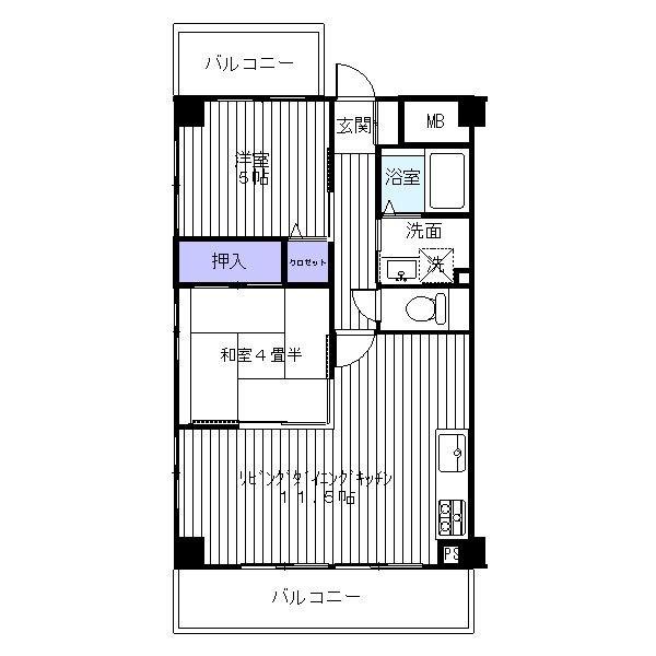 ランファンドール二子玉川(2LDK/3階)の間取り写真