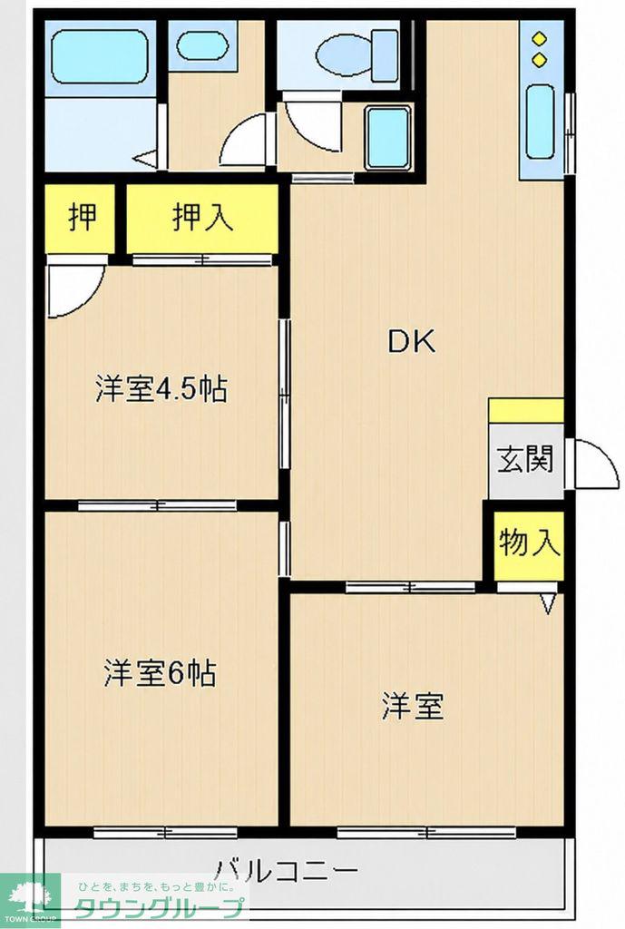 アメニティ梶ヶ谷(2LDK/2階)の間取り写真