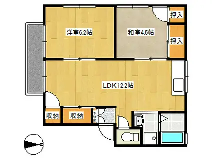 エントピア高木B(2LDK/2階)の間取り写真