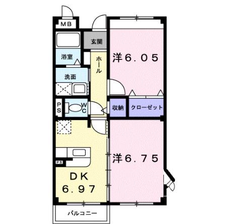 グラディオ山下(2DK/3階)の間取り写真