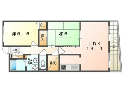 ファムール忍ヶ丘(2LDK/3階)の間取り写真