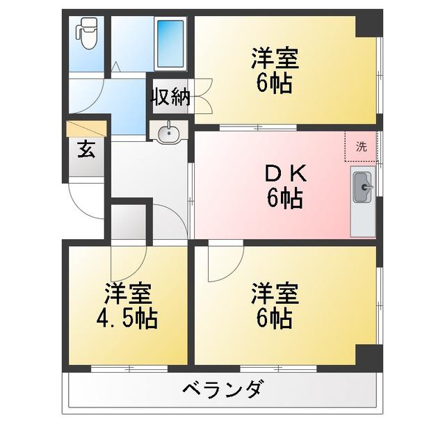 ベルハイツ(3DK/1階)の間取り写真