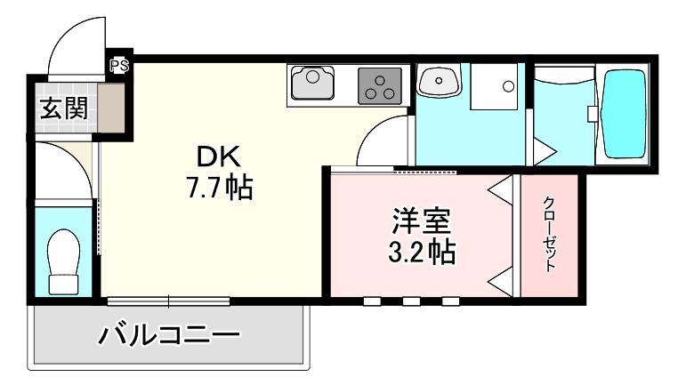 スタインVI(1DK/2階)の間取り写真
